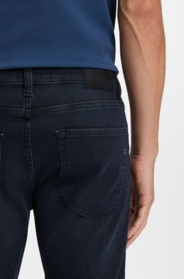 Delaware slim-fit jeans in blue knitted denim, Dark Blue