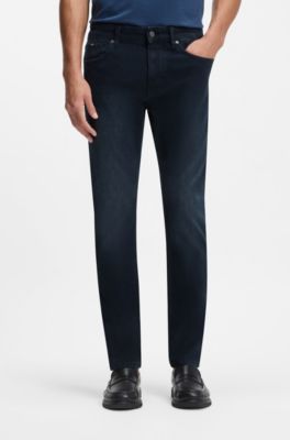 Delaware slim-fit jeans in blue knitted denim, Dark Blue