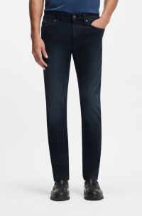 Delaware Slim-Fit Jeans aus blauem Knit Denim, Dunkelblau
