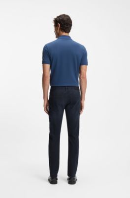 Delaware slim-fit jeans in blue knitted denim, Dark Blue