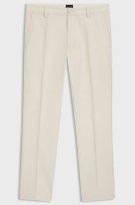 Straight-fit trousers in cotton-blend twill, Natural