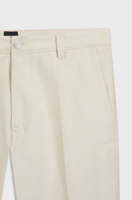 Straight-fit trousers in cotton-blend twill, Natural