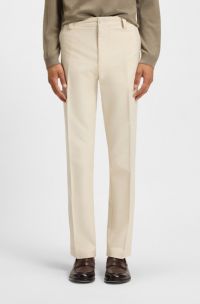 Straight-fit trousers in cotton-blend twill, White