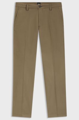 Straight-fit trousers in cotton-blend twill, Light Brown