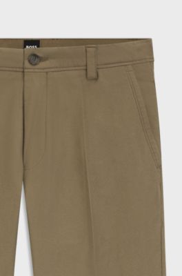 Straight-fit trousers in cotton-blend twill, Light Brown
