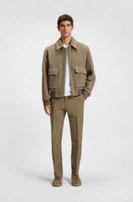 Straight-fit trousers in cotton-blend twill, Light Brown