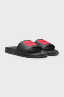 Slides with logo-detail uppers, Black