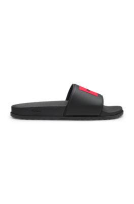 Slides with logo-detail uppers, Black