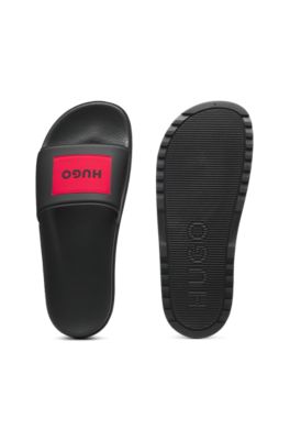 Slides with logo-detail uppers, Black