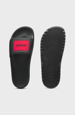 Mules avec tige &agrave; logo, Noir