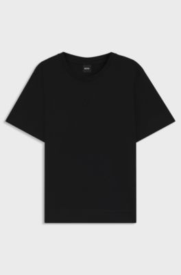 Mercerised-cotton T-shirt with rhinestone Double B, Black