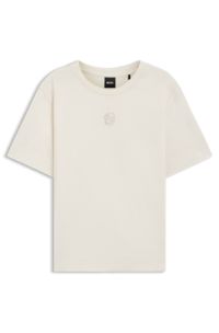 Mercerised-cotton T-shirt with Double B monogram, Natural