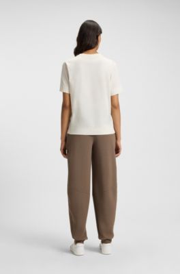 Mercerised-cotton T-shirt with rhinestone Double B, Natural