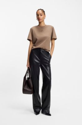 Mercerised-cotton T-shirt with rhinestone Double B, Light Brown