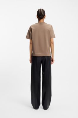 Mercerised-cotton T-shirt with rhinestone Double B, Light Brown