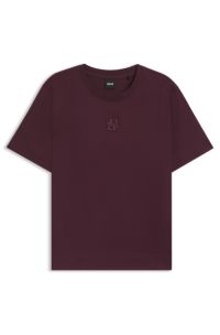 Mercerised-cotton T-shirt with Double B monogram, Dark Red