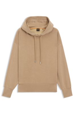 Oversized-fit hoodie with handwritten logo, Beige