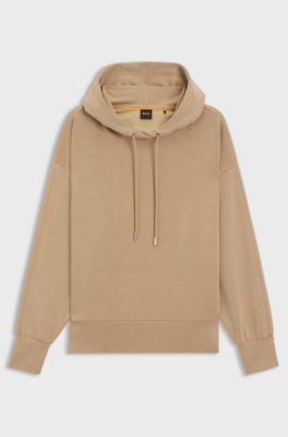 Oversized-fit hoodie with handwritten logo, Beige