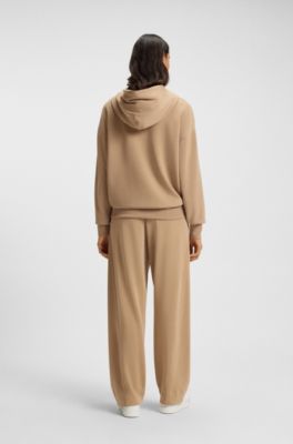 Oversized-fit hoodie with handwritten logo, Beige