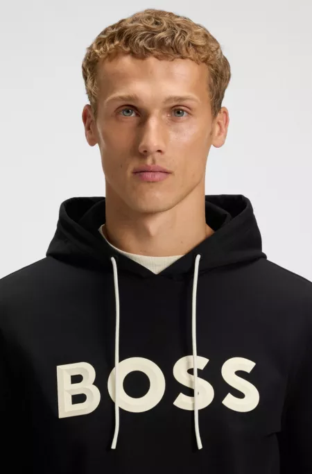 Cotton-blend hoodie with moulded logo