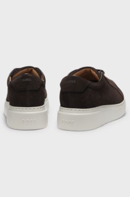 Suede trainers with hidden wedge, Dark Brown