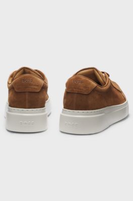 Suede trainers with hidden wedge, Brown