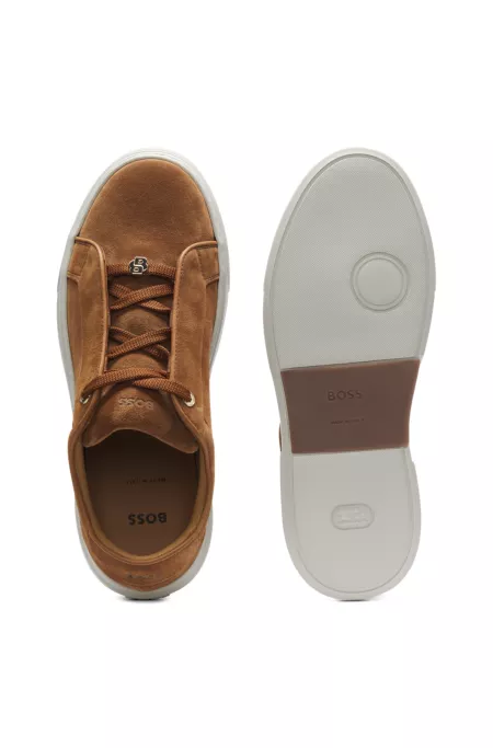 Suede trainers with hidden wedge