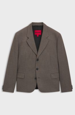 All-gender modern-fit suit jacket in moulin&eacute; twill, Brown