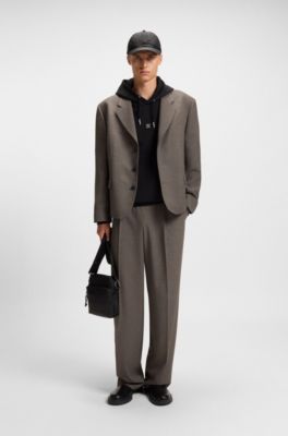All-gender modern-fit suit jacket in moulin&eacute; twill, Brown