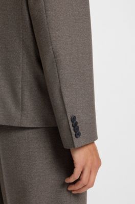 All-gender modern-fit suit jacket in moulin&eacute; twill, Brown