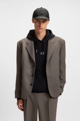 All-gender modern-fit suit jacket in moulin&eacute; twill, Brown