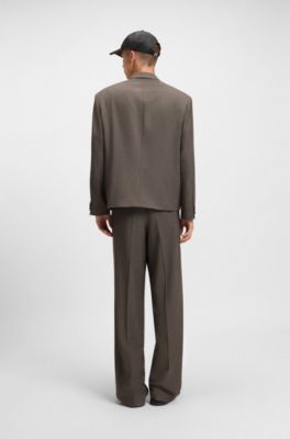 All-gender modern-fit suit jacket in moulin&eacute; twill, Brown