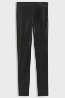 Slim-fit leggings in faux leather, Black