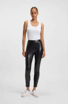 Slim-fit leggings in faux leather, Black