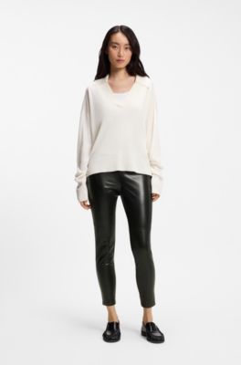 Slim-fit leggings in faux leather, Black