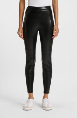 Slim-fit leggings in faux leather, Black