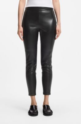Slim-fit leggings in faux leather, Black