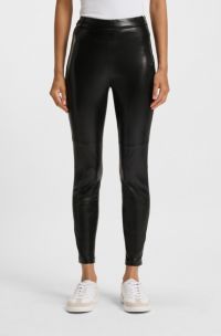 Slim-fit leggings in faux leather, Black