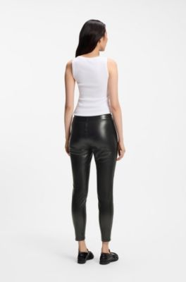 Slim-fit leggings in faux leather, Black