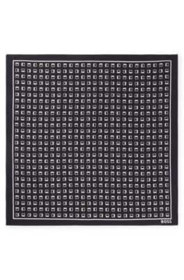 Silk bandana with digital print, Dark Blue