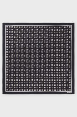 Silk bandana with digital print, Dark Blue