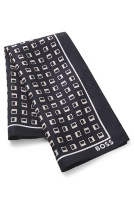 Silk bandana with digital print, Dark Blue