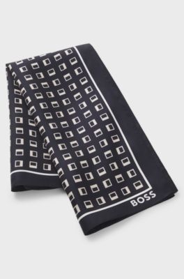 Silk bandana with digital print, Dark Blue