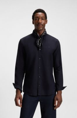 Silk bandana with digital print, Dark Blue