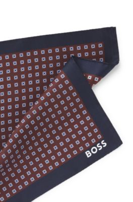 Silk pocket square with digital print, Dark Red