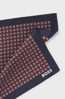 Silk pocket square with digital print, Dark Red