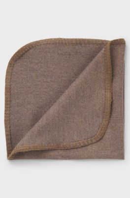 Italian-made pocket square in melange cotton, Beige