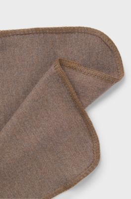 Italian-made pocket square in melange cotton, Beige