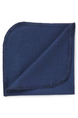 Italian-made pocket square in melange cotton, Blue