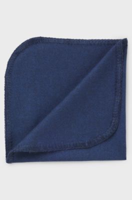 Italian-made pocket square in melange cotton, Blue